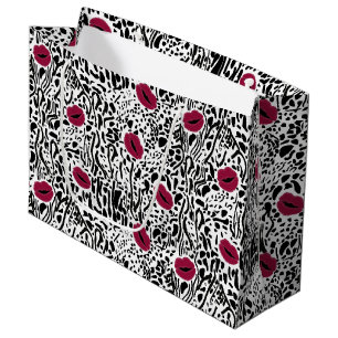 Moderne lipstick Lips B&W Patroon Groot Cadeauzakje