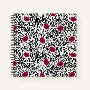 Moderne lipstick Lips B&W Patroon Notitieboek