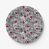 Moderne lipstick Lips B&W Patroon Papieren Bordje (Voorkant)