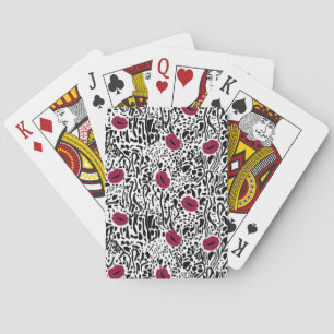 Moderne lipstick Lips B&W Patroon Pokerkaarten