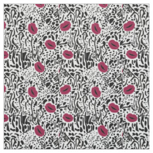 Moderne lipstick Lips B&W Patroon Stof