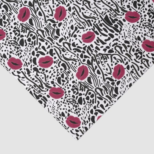 Moderne lipstick Lips B&W Patroon Tissuepapier (Detail)