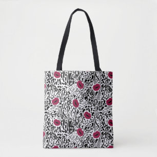 Moderne lipstick Lips B&W Patroon Tote Bag
