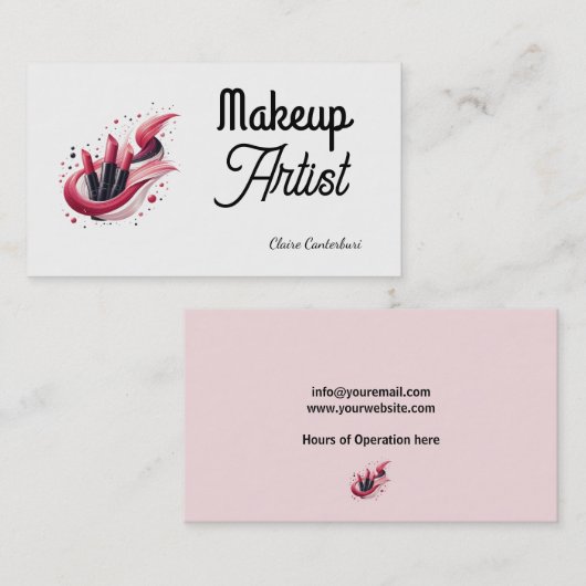 Moderne Lipstick Swoosh make-up artiest Visitekaartje (Voorkant / Achterkant)