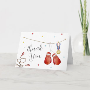 Moderne Little Champion Bokssport Baby Shower Bedankkaart