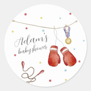 Moderne Little Champion Bokssport Baby Shower Ronde Sticker