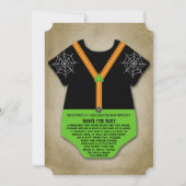 Moderne "Little Monster" boys Halloween Baby showe Kaart (Achterkant)