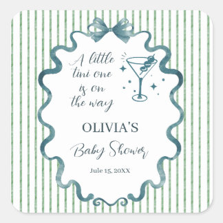Moderne Little Tini One Blauwe Martini Baby Shower Vierkante Sticker