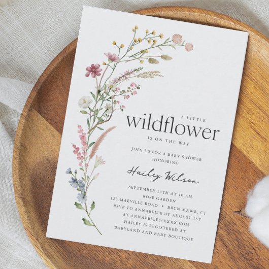 Moderne Little Wildflower Baby Shower Kaart