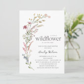 Moderne Little Wildflower Baby Shower Kaart (Staand voorkant)
