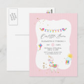 Moderne Llama 3de Verjaardagsfeestje Briefkaart (Voorkant / Achterkant)