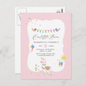 Moderne Llama 3e Verjaardagsfeestje Briefkaart (Voorkant / Achterkant)