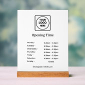 Moderne Logo | Aangepaste openingstijden Teken Acryl Bord (Neutraal)