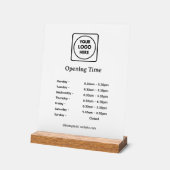 Moderne Logo | Aangepaste openingstijden Teken Acryl Bord (Hoek)