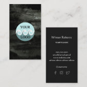 Moderne logo aquarel zwart verticaal visitekaartje (Voorkant / Achterkant)