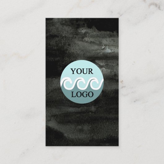 Moderne logo aquarel zwart verticaal visitekaartje (Voorkant)