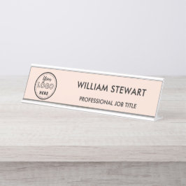 Moderne Logo Blush Pink Medewerker Personeel Minim Bureau Naambordje