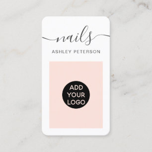 Moderne logo blush roze nagels technisch script visitekaartje