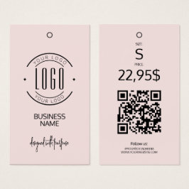 Moderne logo blush roze QR-code kleding hangtag Visitekaartje