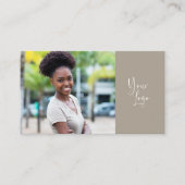 Moderne Logo Boho Taupe Simple QR Code Foto Visitekaartje (Voorkant)
