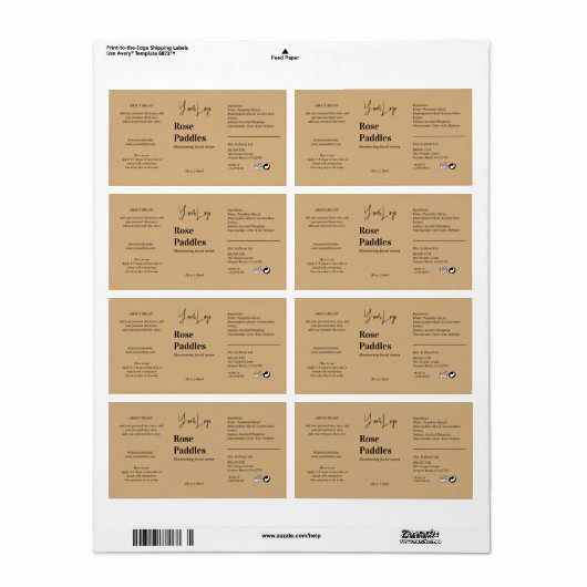 Moderne Logo Cosmetic Fles Label (Full Sheet)