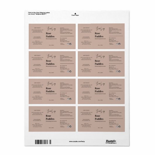 Moderne Logo Cosmetic Fles Label (Full Sheet)