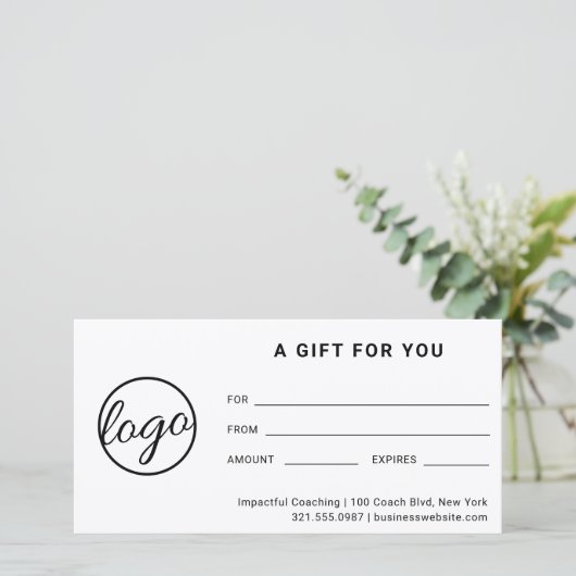Moderne Logo Eenvoudig Bedrijfs Cadeaubon (Staand voorkant)