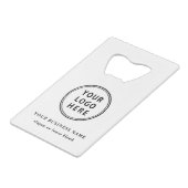 Moderne Logo- en kwaliteitscontrolecode Creditkaart Flessenopener (Voorkant Gekanteld)