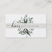 Moderne Logo Foliage Salon Shears Visitekaartje (Voorkant)