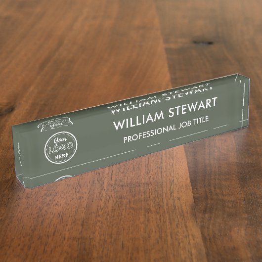 Moderne Logo Forest Green Medewerker Personeel Min Naambordje (Zijkant)