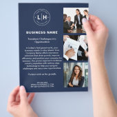 Moderne Logo foto Navy Blue Corporate Business Flyer (Hand)