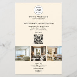 Moderne Logo Foto QR Cream Professioneel Bedrijf Flyer
