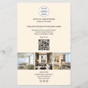 Moderne Logo Foto QR Cream Professioneel Bedrijf Flyer