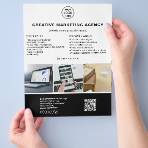 Moderne Logo Foto QR Marketing Bedrijf Flyer