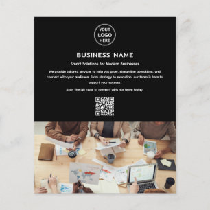 Moderne Logo Foto QR Professioneel Zwart Bedrijf Flyer