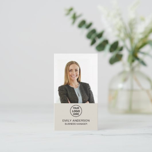 Moderne Logo Foto QR Social Media Professional Visitekaartje (Staand voorkant)