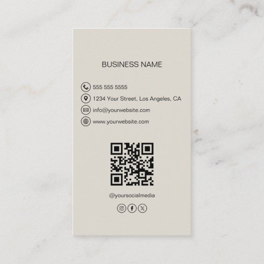 Moderne Logo Foto QR Social Media Professional Visitekaartje (Achterkant)