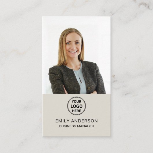 Moderne Logo Foto QR Social Media Professional Visitekaartje (Voorkant)