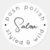 Moderne logo gepersonaliseerde zakelijke kapsalon ronde sticker (Voorkant)