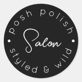 Moderne logo gepersonaliseerde zakelijke kapsalon ronde sticker (Voorkant)