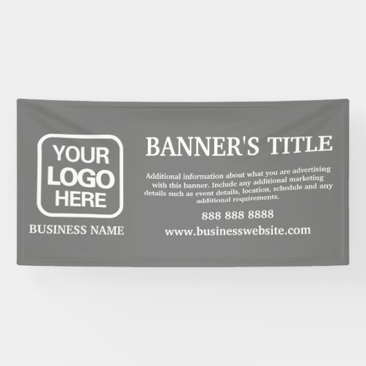 Moderne Logo Grey Witte Zakelijke Banner (Horizontaal)