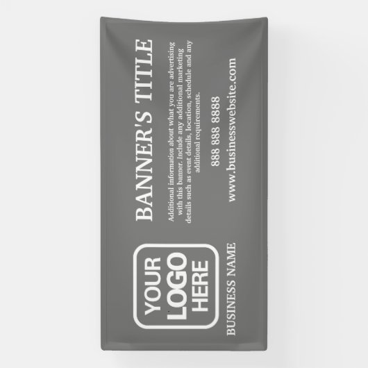 Moderne Logo Grey Witte Zakelijke Banner (Verticaal)