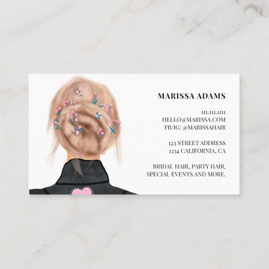Moderne logo haar schoonheid salon mode illustrati visitekaartje (Achterkant)
