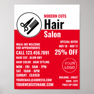Moderne Logo, haarstijllijst, haarsalon Advert Poster