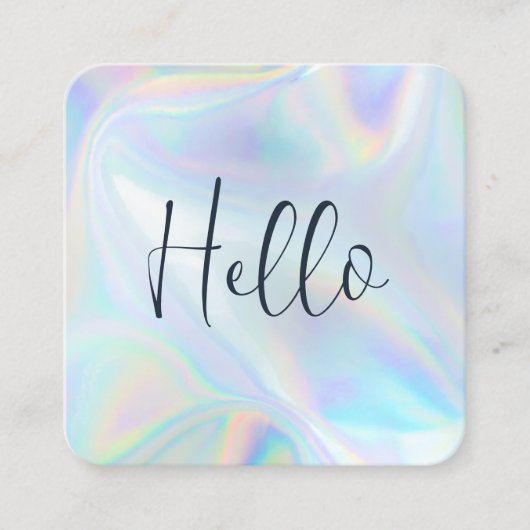 Moderne Logo Holographic Script-medewerker van bed Vierkante Visitekaartje (Voorkant)