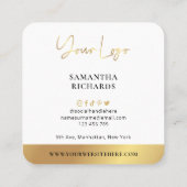 Moderne Logo in wit en Gold script, volledige foto Vierkante Visitekaartje (Achterkant)