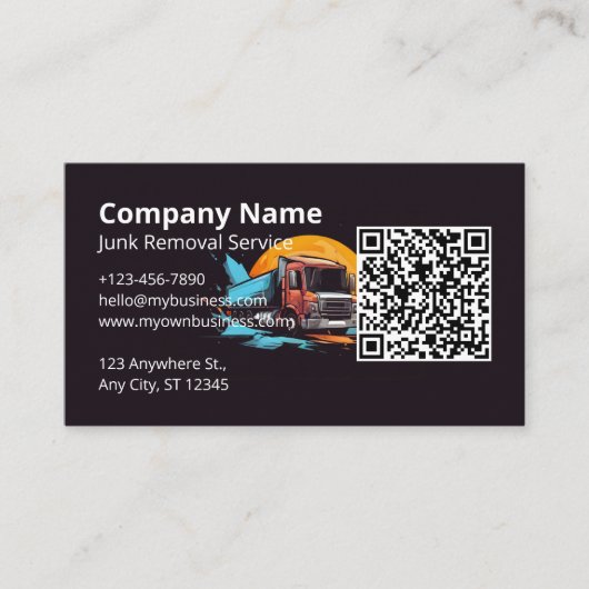 Moderne Logo Junk Verwijdering QR Code Visitekaartje (Voorkant)