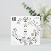 Moderne LOGO kerst QR CODE Business Feestdagenkaart (Staand voorkant)