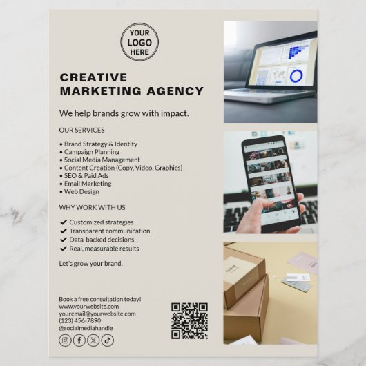 Moderne Logo Marketing Creatieve Neutrale Zakelijk Flyer (Voorkant)