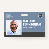 Moderne Logo Medewerker Fotonaam Streepjescode Hor Badge (Voorkant)